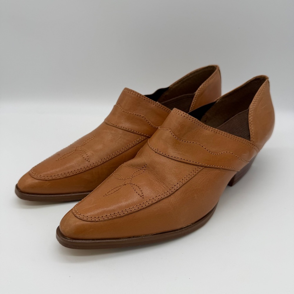 Bruno Valenti Womens Brown Leather Pointed Toe Western Loafers Size 7B